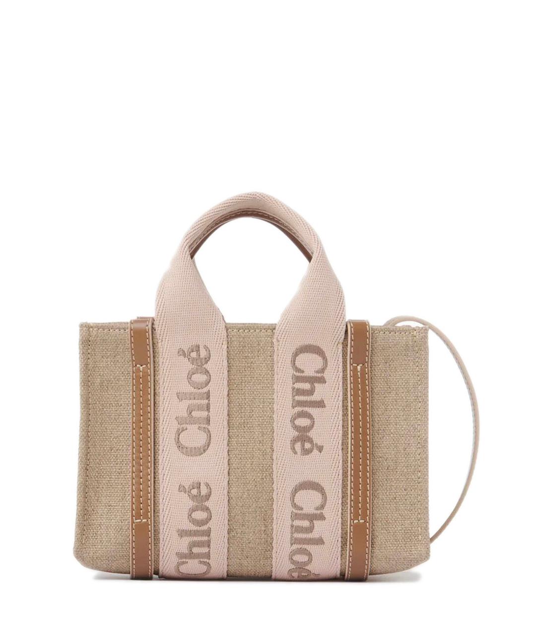CHLOE Бежевая льняная сумка тоут, фото 1