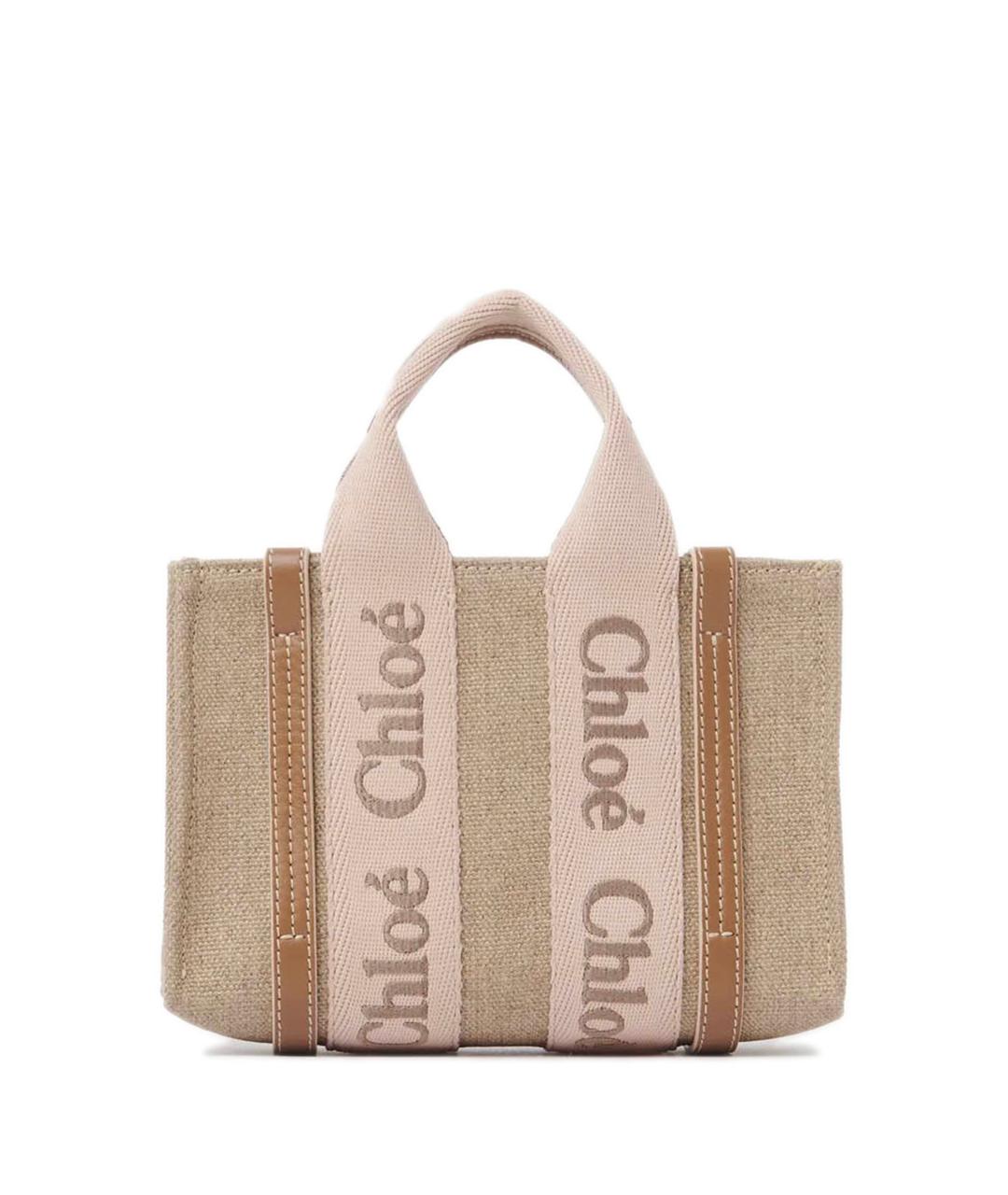 CHLOE Бежевая льняная сумка тоут, фото 4