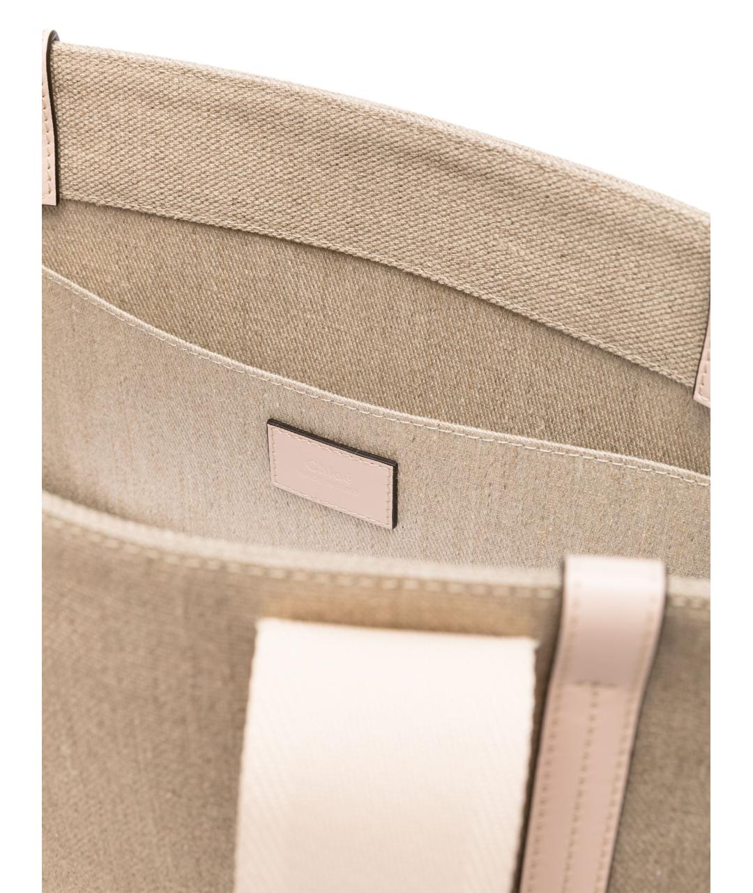CHLOE Бежевая льняная сумка тоут, фото 3