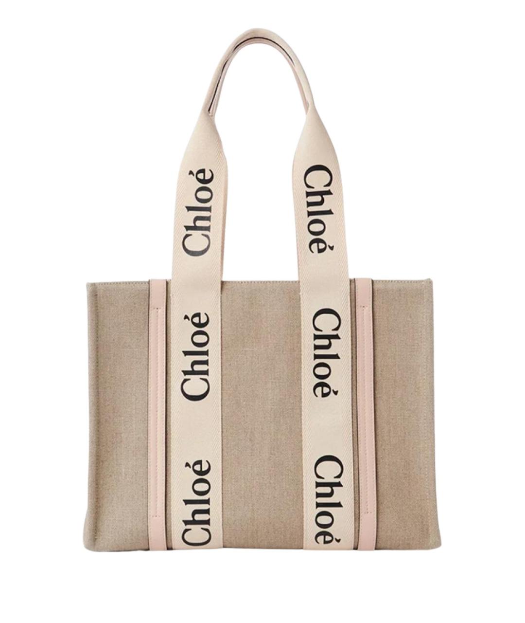 CHLOE Бежевая льняная сумка тоут, фото 1