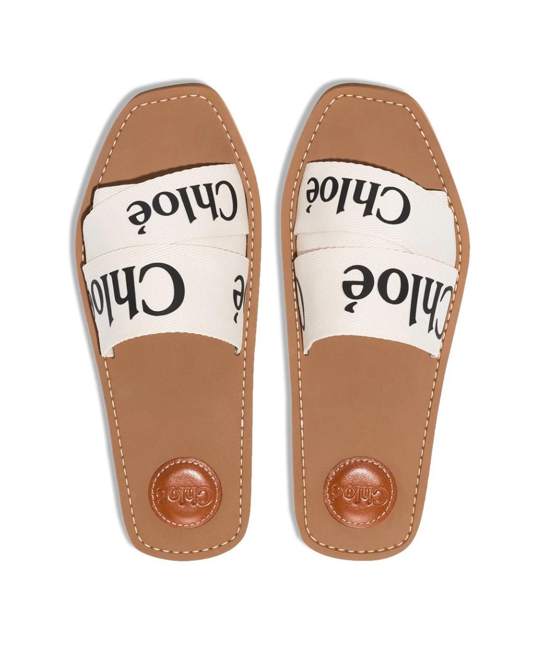 CHLOE Белые текстильные шлепанцы, фото 3
