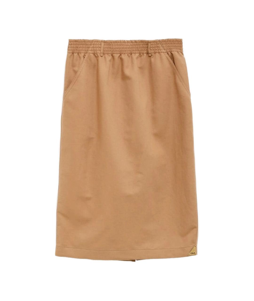 CHLOE Бежевая хлопковая юбка миди, фото 1