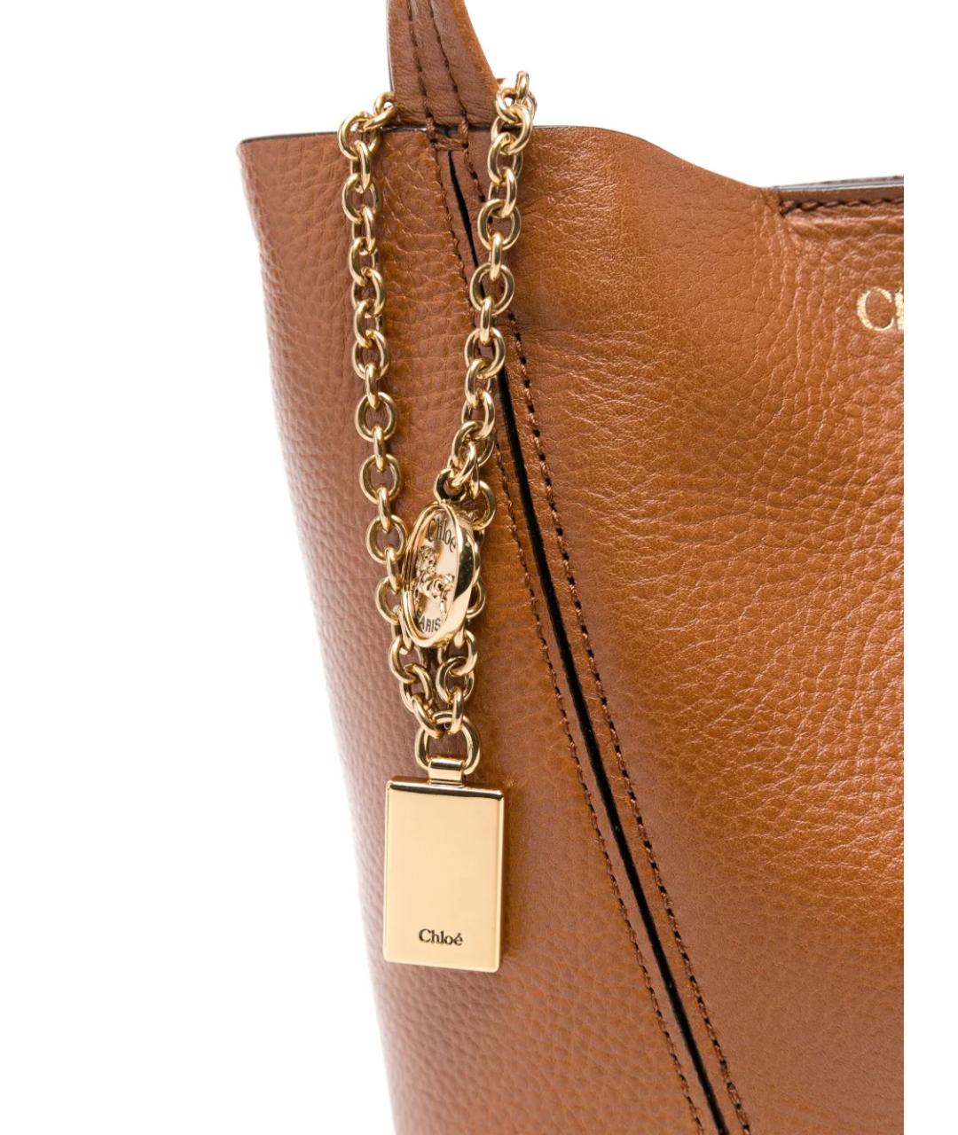 CHLOE Коричневая кожаная сумка с короткими ручками, фото 4