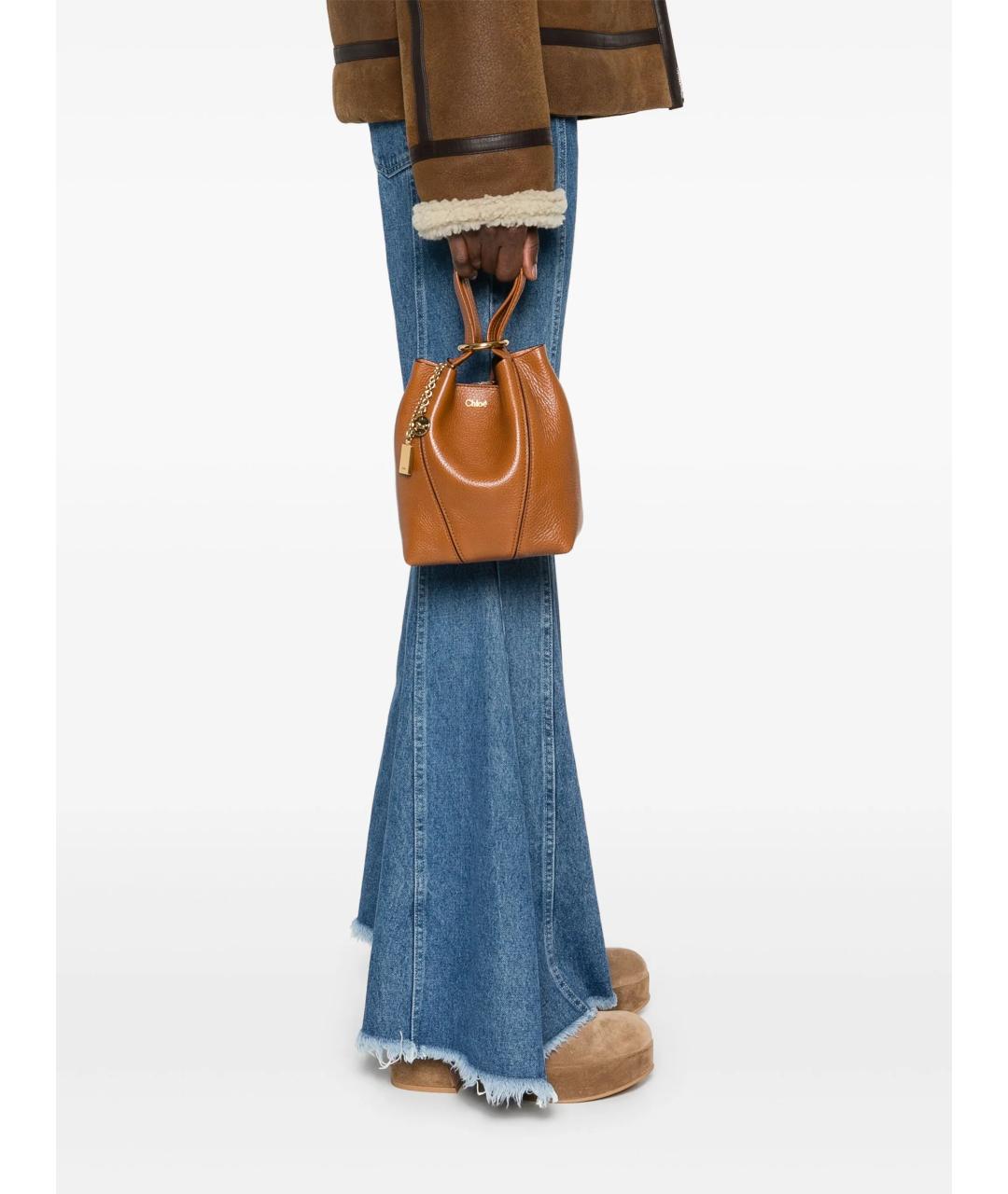 CHLOE Коричневая кожаная сумка с короткими ручками, фото 2