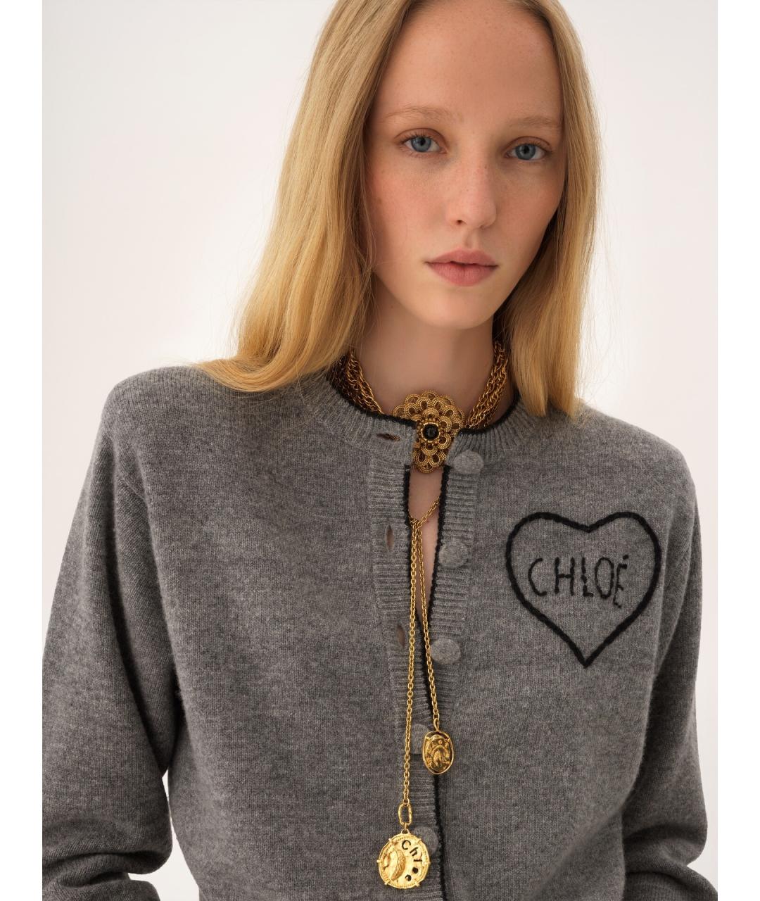 CHLOE Серый шерстяной кардиган, фото 5