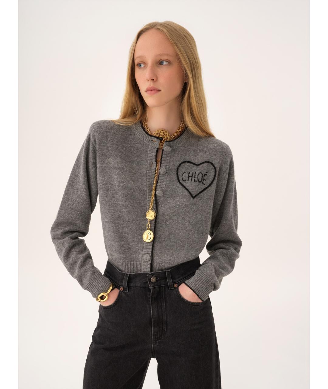 CHLOE Серый шерстяной кардиган, фото 3