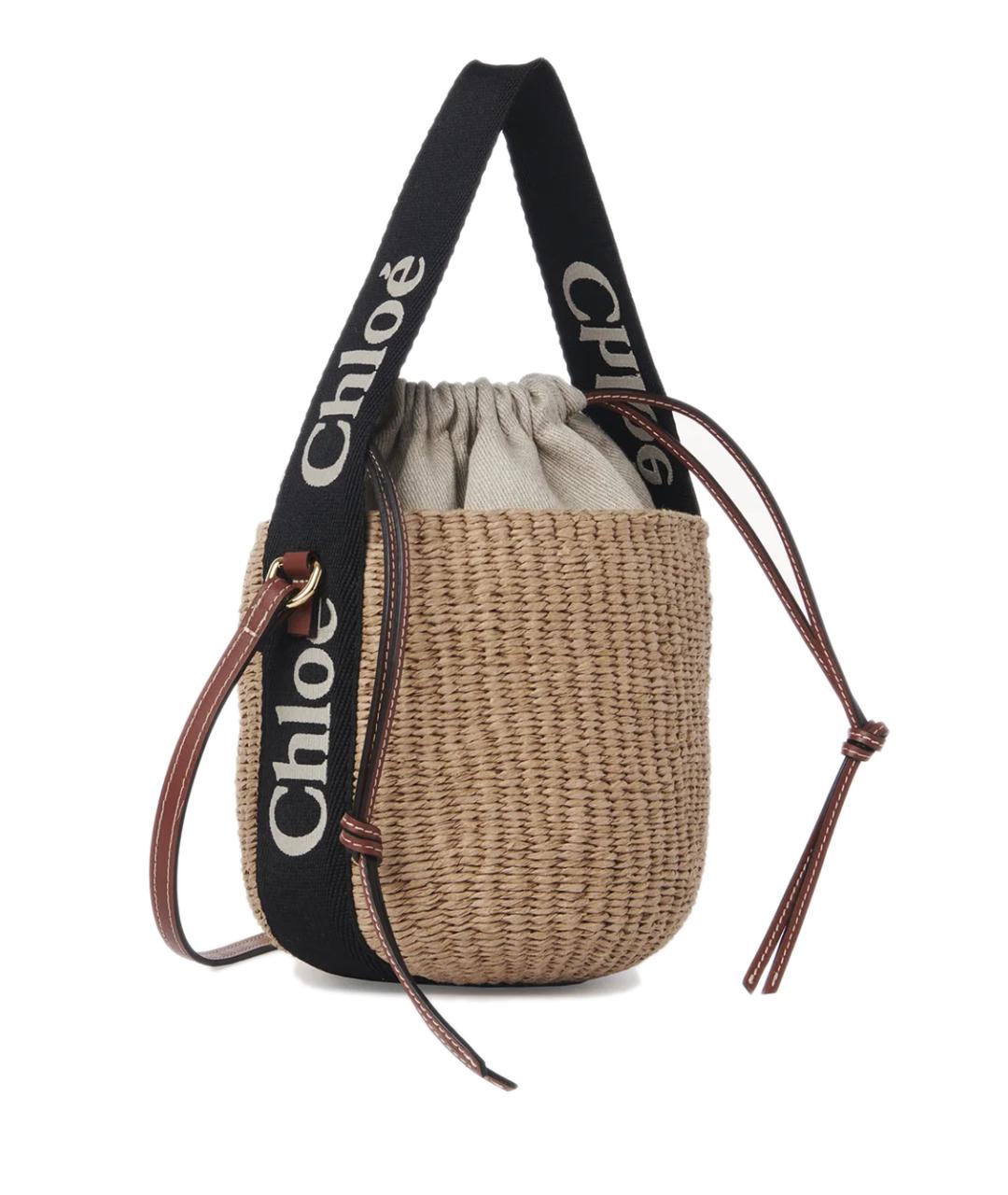 CHLOE Бежевая льняная сумка с короткими ручками, фото 1