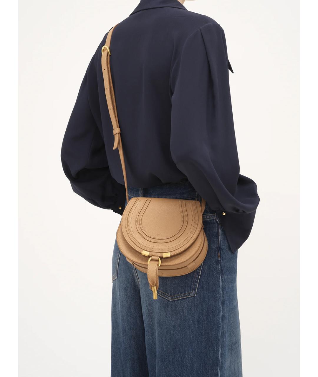 CHLOE Бежевая кожаная сумка через плечо, фото 2