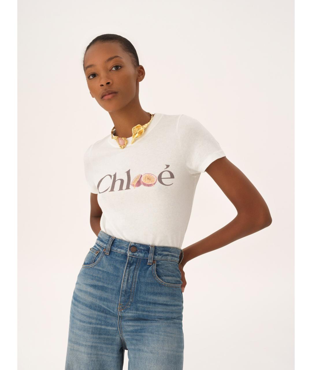 CHLOE Белая хлопковая футболка, фото 3