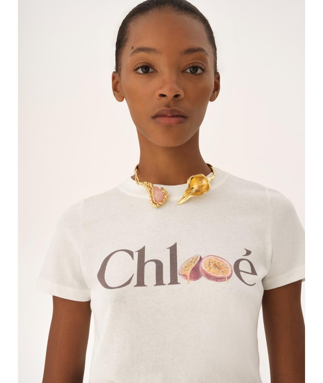 CHLOE Белая хлопковая футболка, фото 5