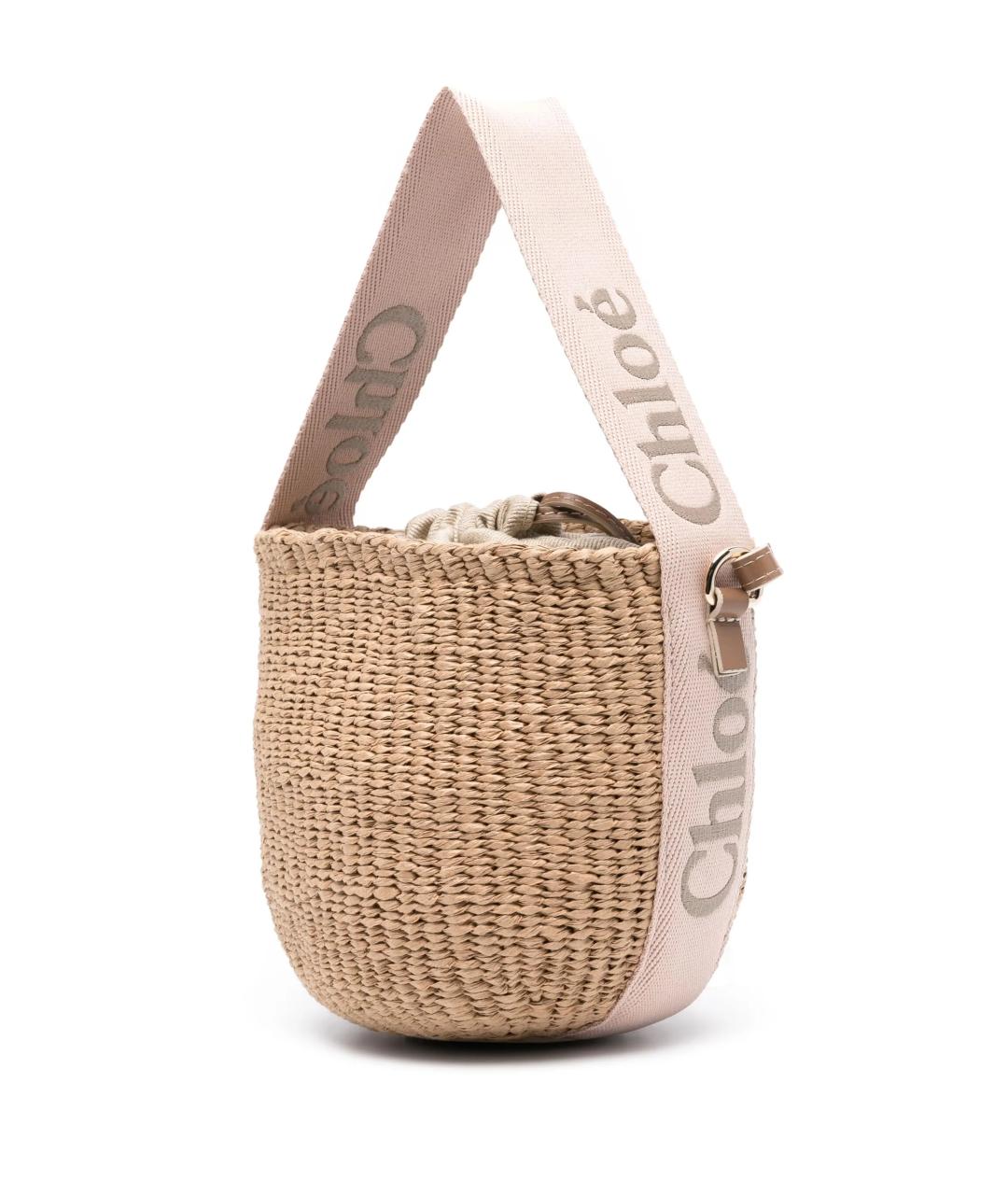 CHLOE Бежевая льняная сумка с короткими ручками, фото 3