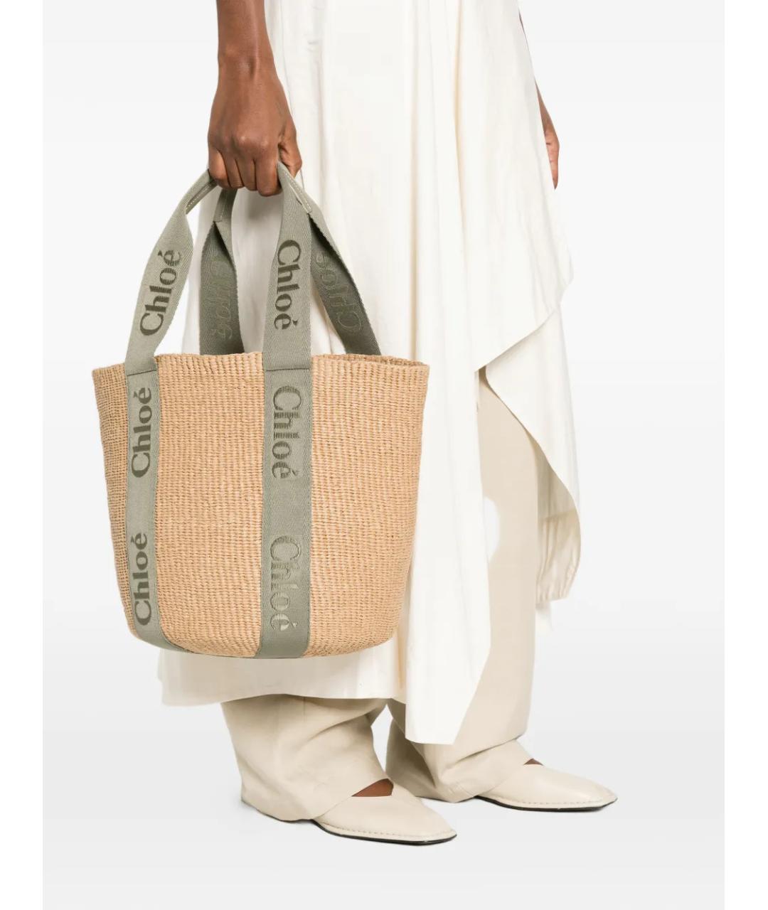CHLOE Бежевая пелетеная сумка тоут, фото 2