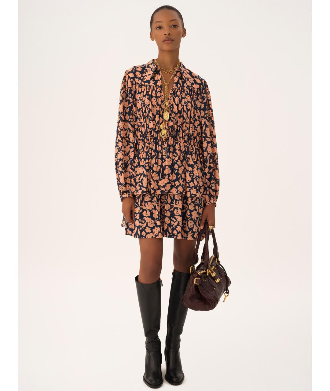 CHLOE Мульти шелковое коктейльное платье, фото 2