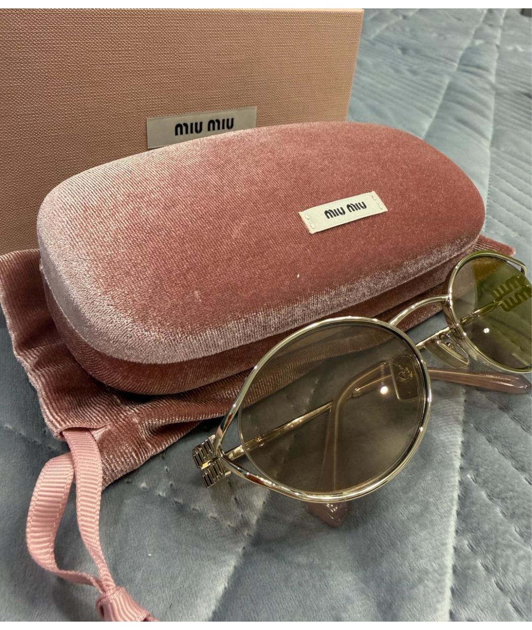 MIU MIU Серебряные металлические солнцезащитные очки, фото 4