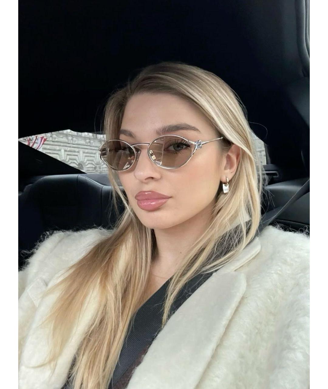 MIU MIU Серебряные металлические солнцезащитные очки, фото 3