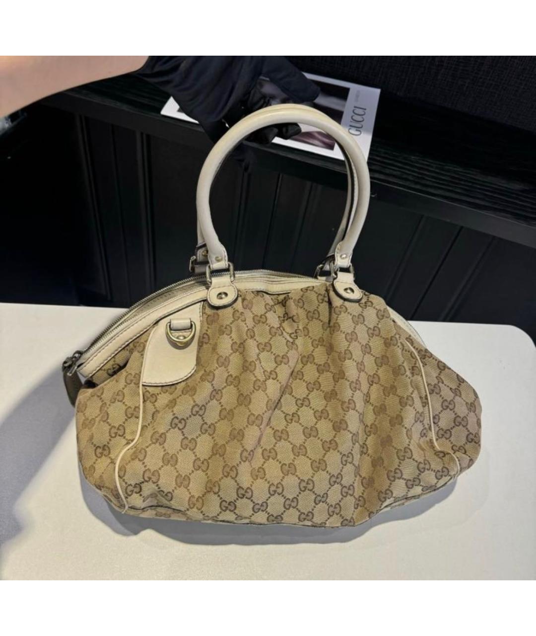 GUCCI Бежевая сумка с короткими ручками, фото 2