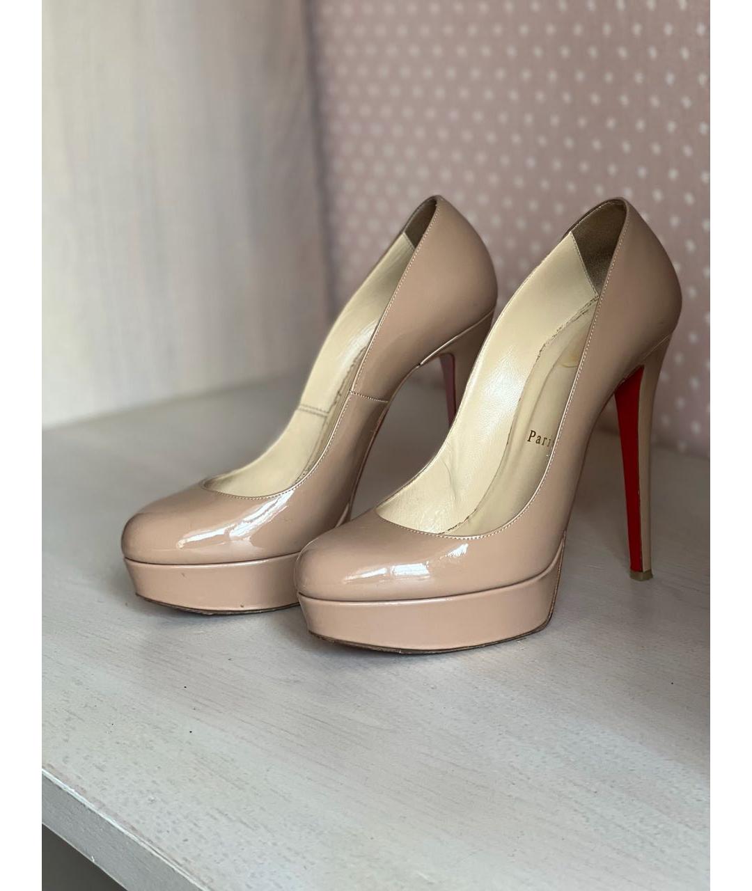 CHRISTIAN LOUBOUTIN Бежевые кожаные туфли, фото 3