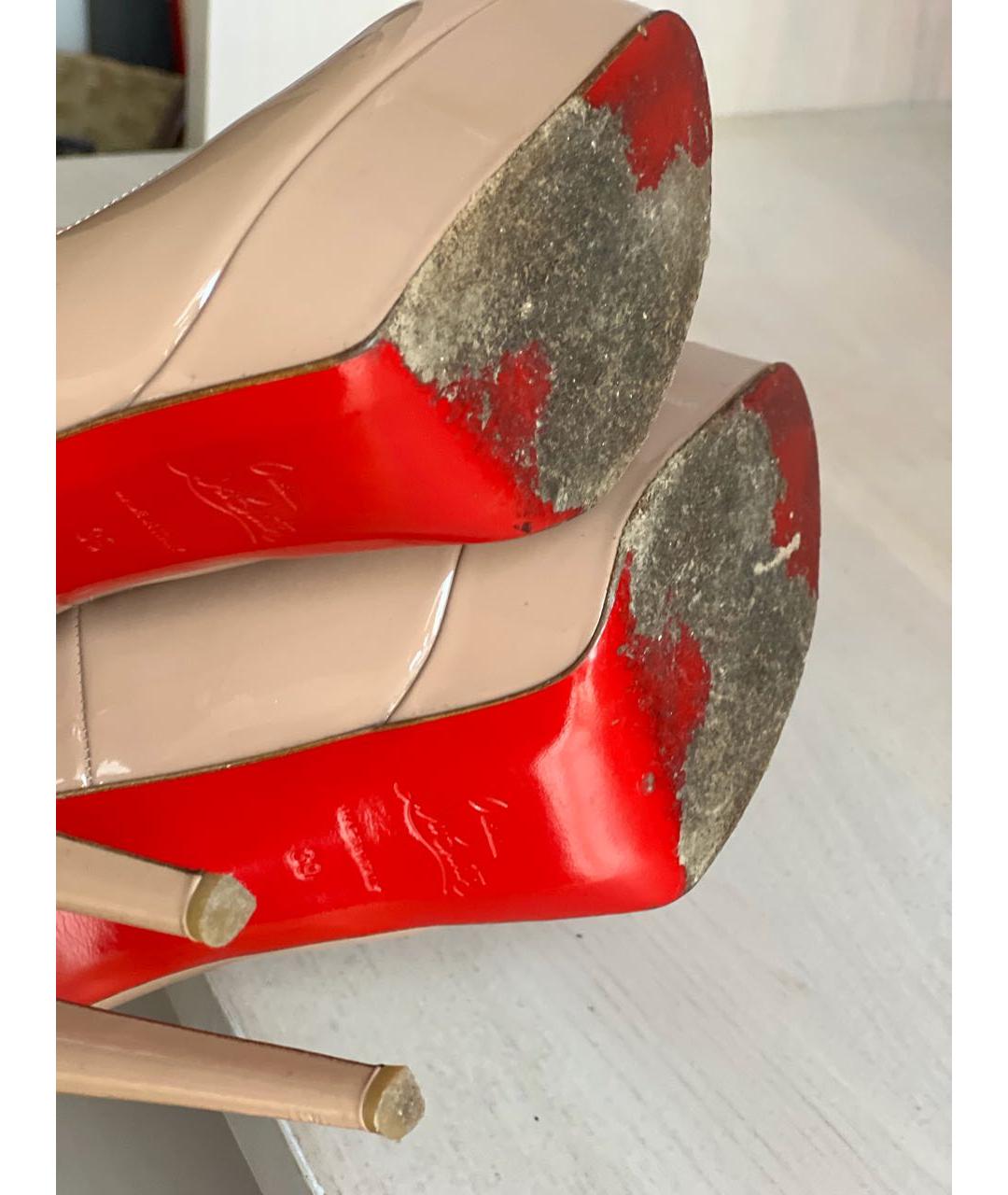 CHRISTIAN LOUBOUTIN Бежевые кожаные туфли, фото 6