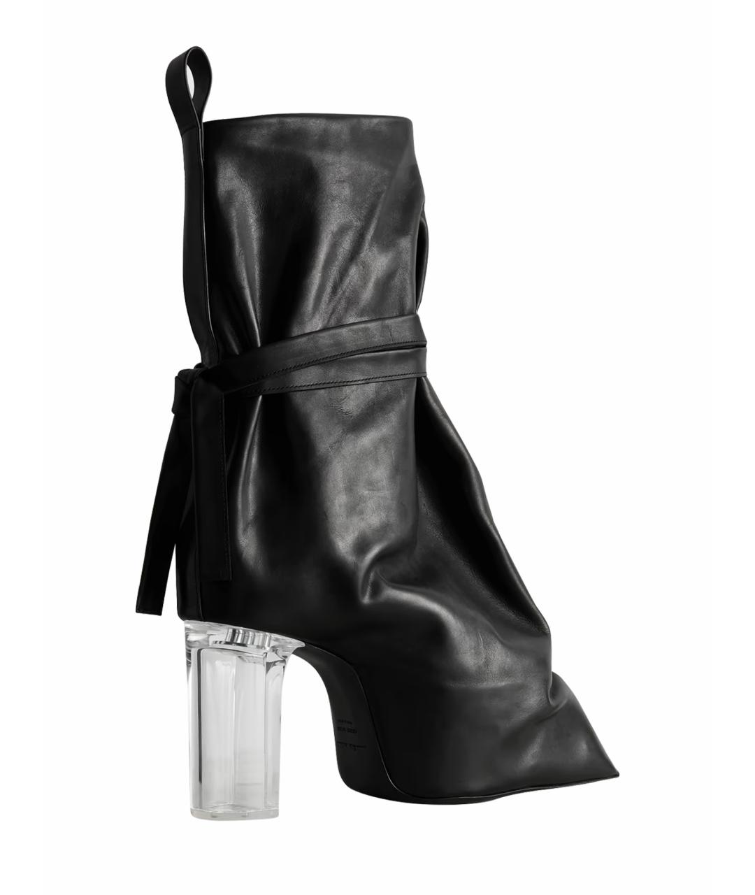RICK OWENS Черные кожаные ботильоны, фото 1