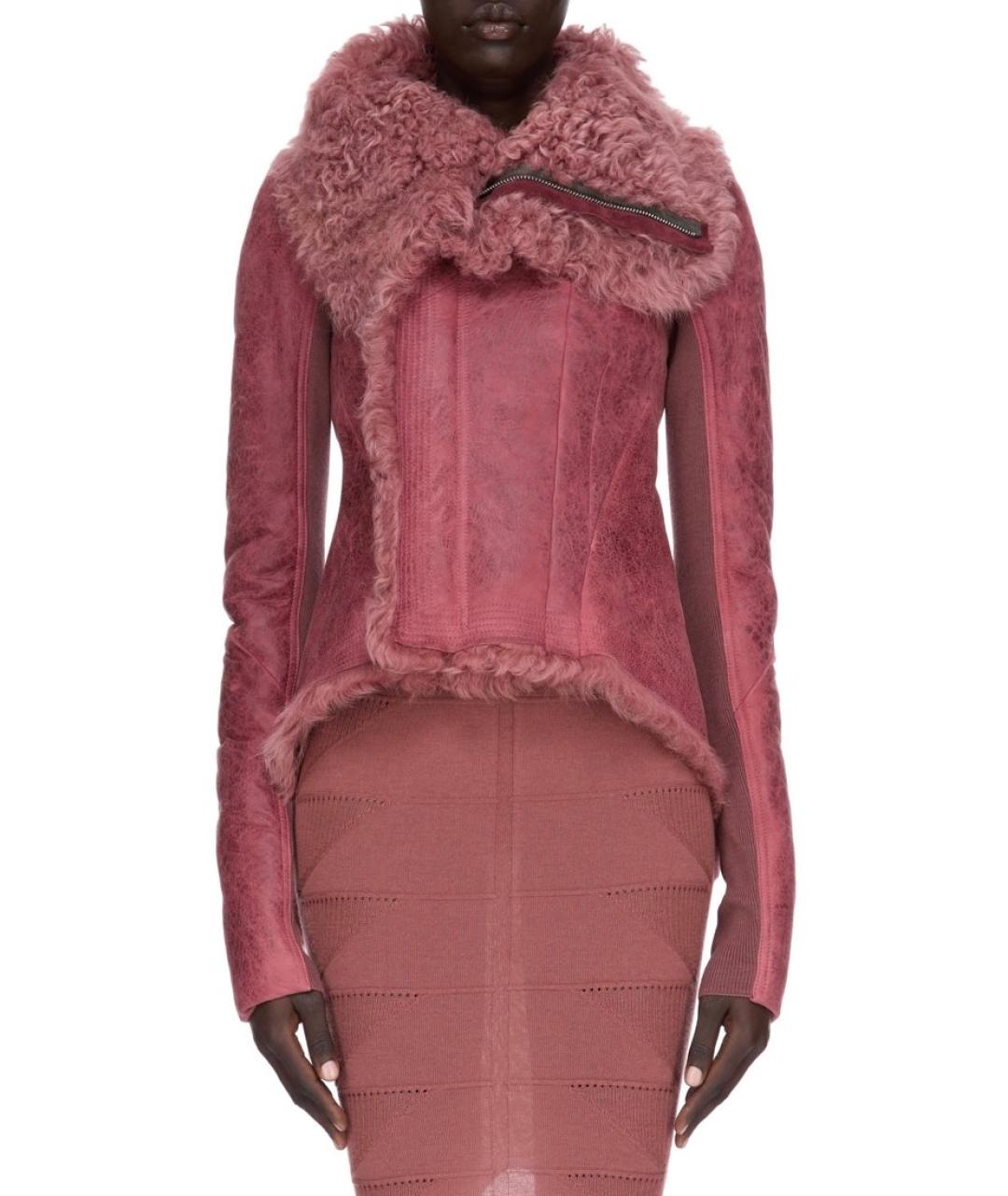 RICK OWENS Коралловая кожаная дубленка, фото 2