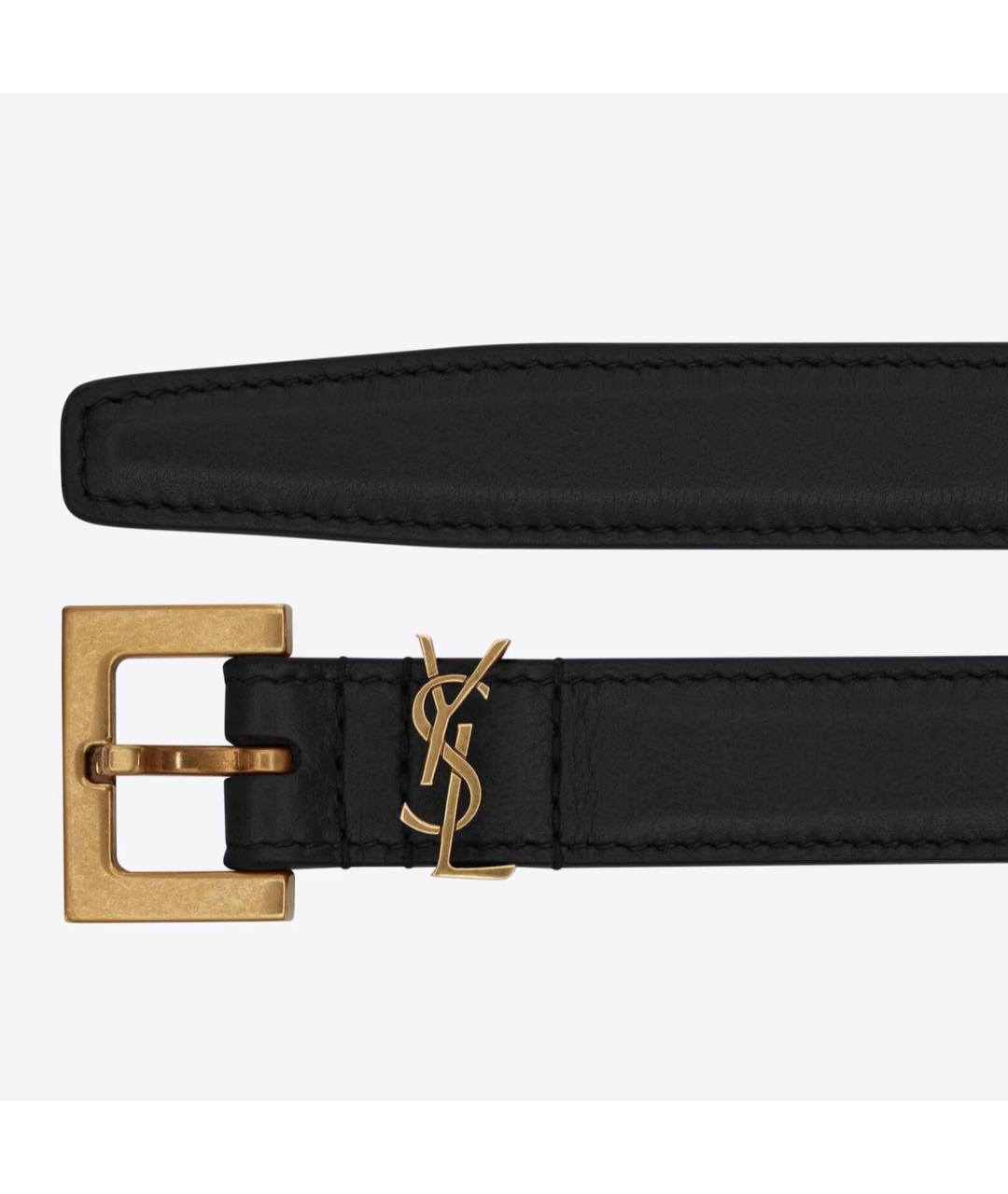 SAINT LAURENT Черный кожаный ремень, фото 2