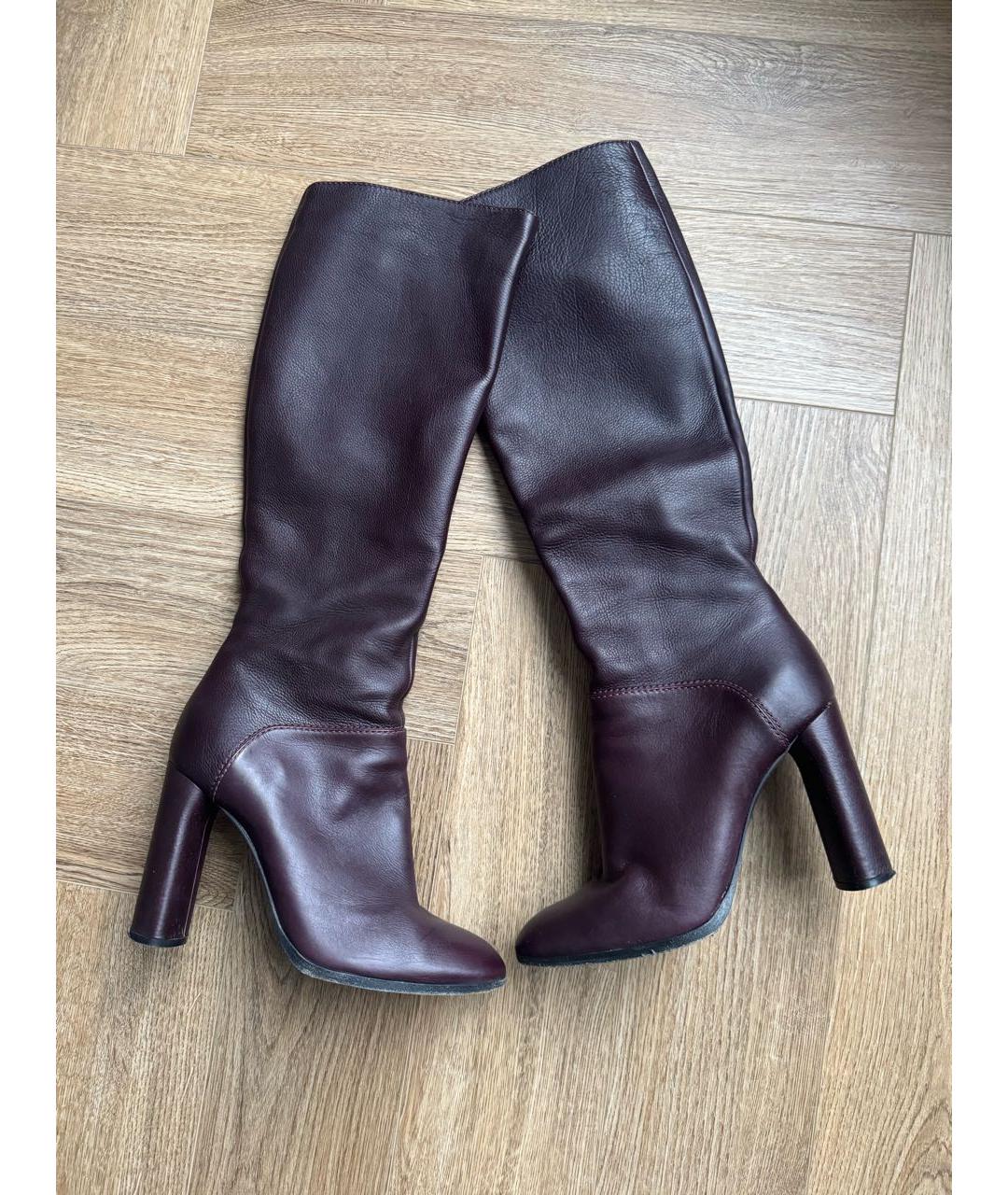 CASADEI Бордовые кожаные сапоги, фото 2