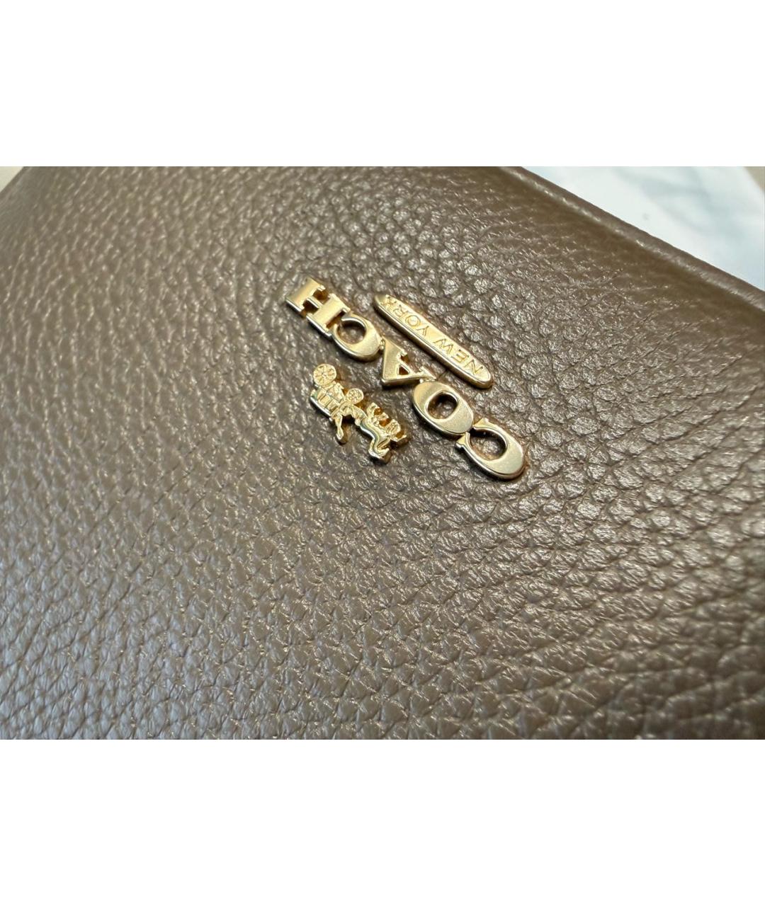 COACH Антрацитовая кожаная сумка через плечо, фото 7