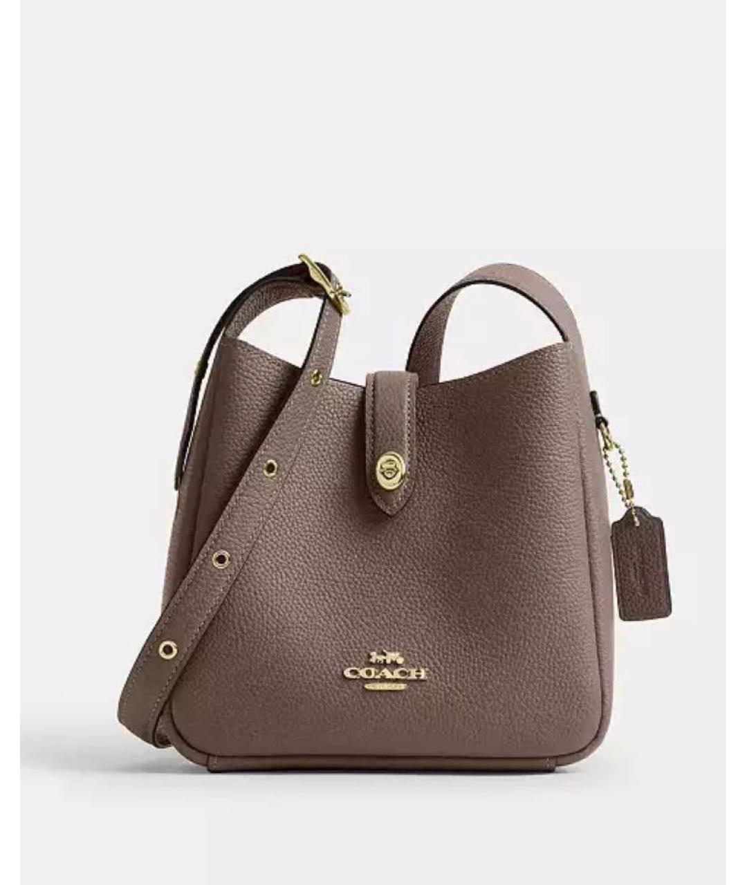 COACH Антрацитовая кожаная сумка через плечо, фото 9