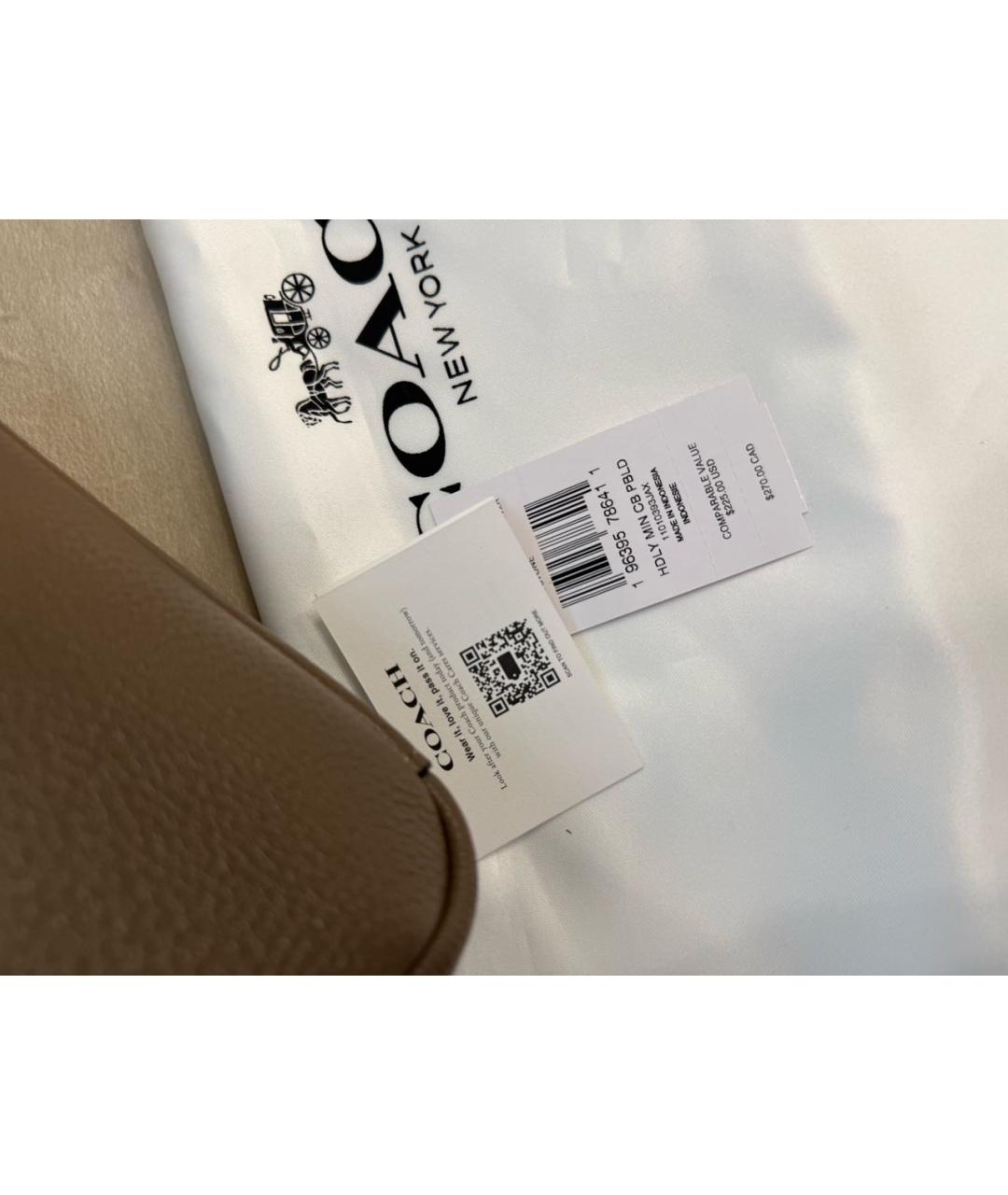 COACH Антрацитовая кожаная сумка через плечо, фото 5