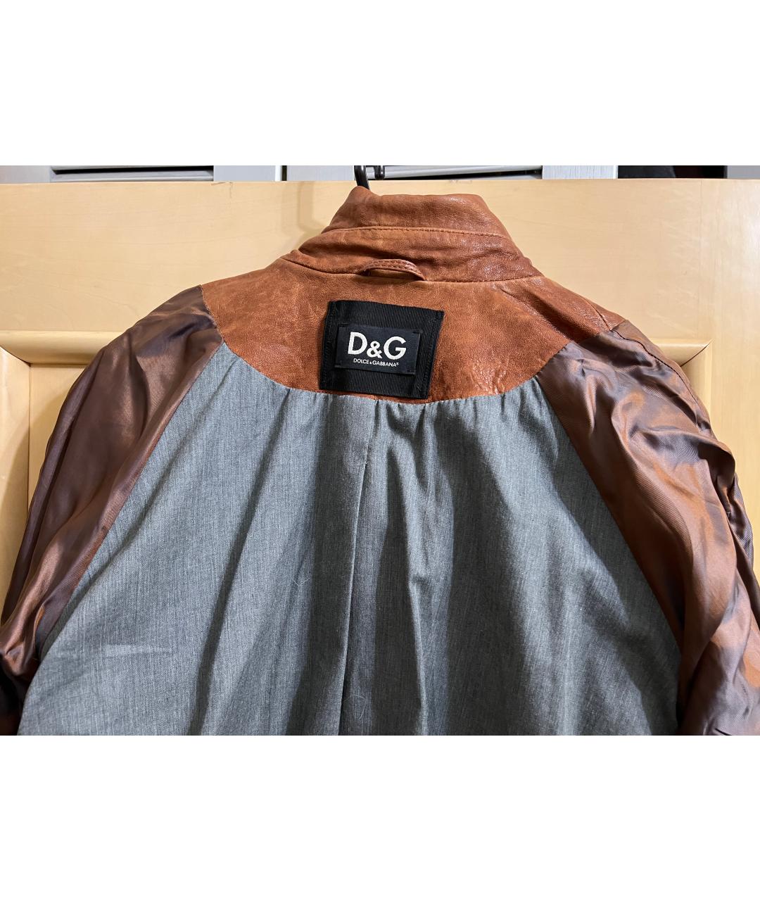 DOLCE&GABBANA Коричневая кожаная куртка, фото 3