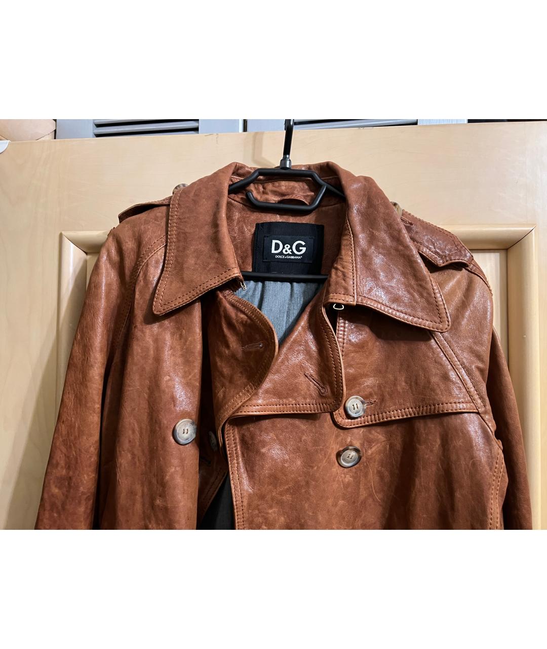 DOLCE&GABBANA Коричневая кожаная куртка, фото 4