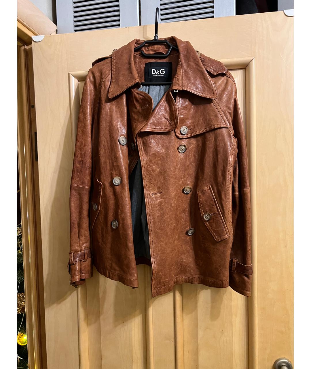 DOLCE&GABBANA Коричневая кожаная куртка, фото 8