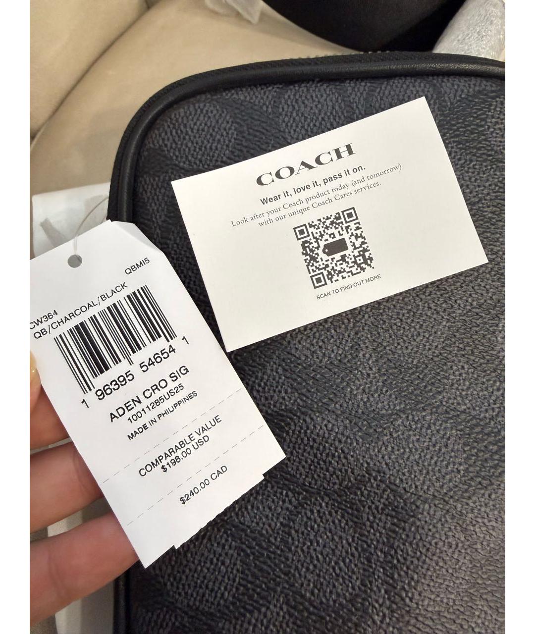 COACH Антрацитовая сумка на плечо, фото 4