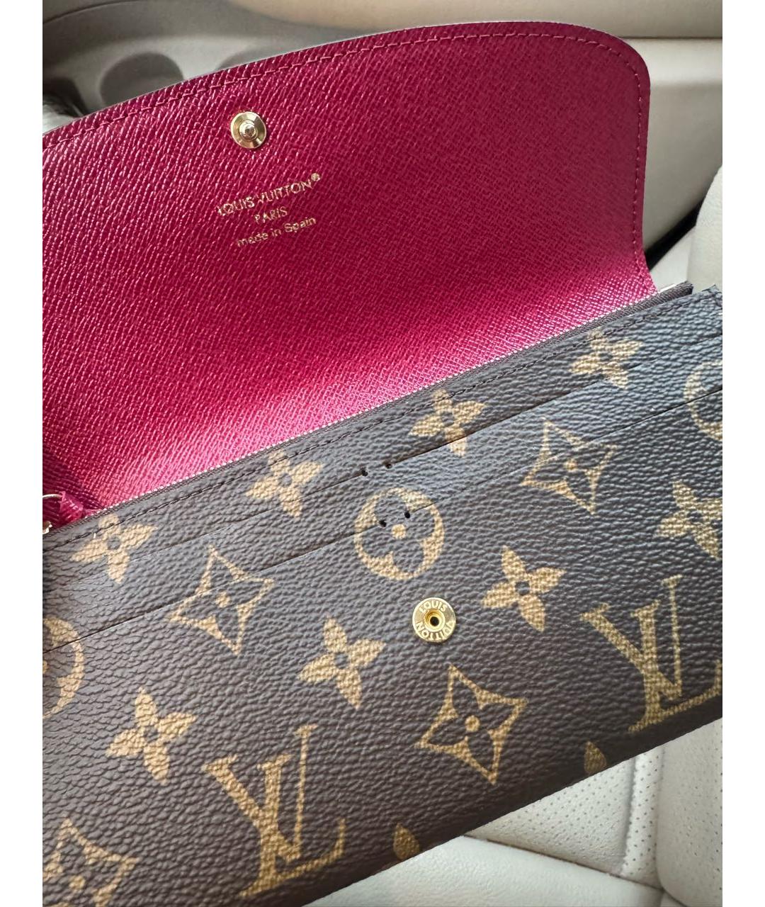 LOUIS VUITTON Коричневый кожаный кошелек, фото 6