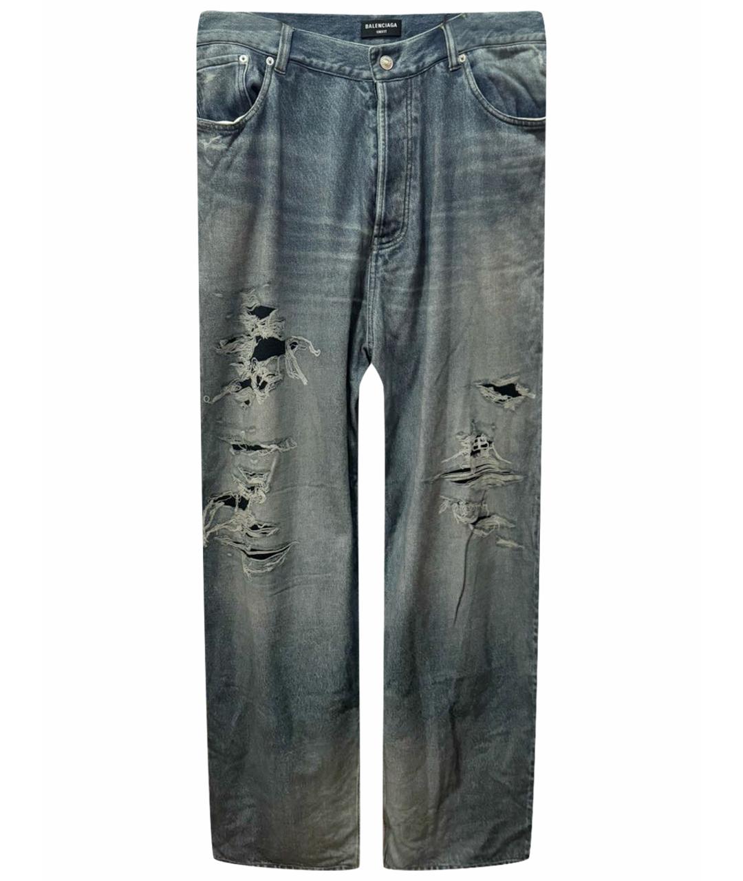 BALENCIAGA Синие хлопковые прямые джинсы, фото 1