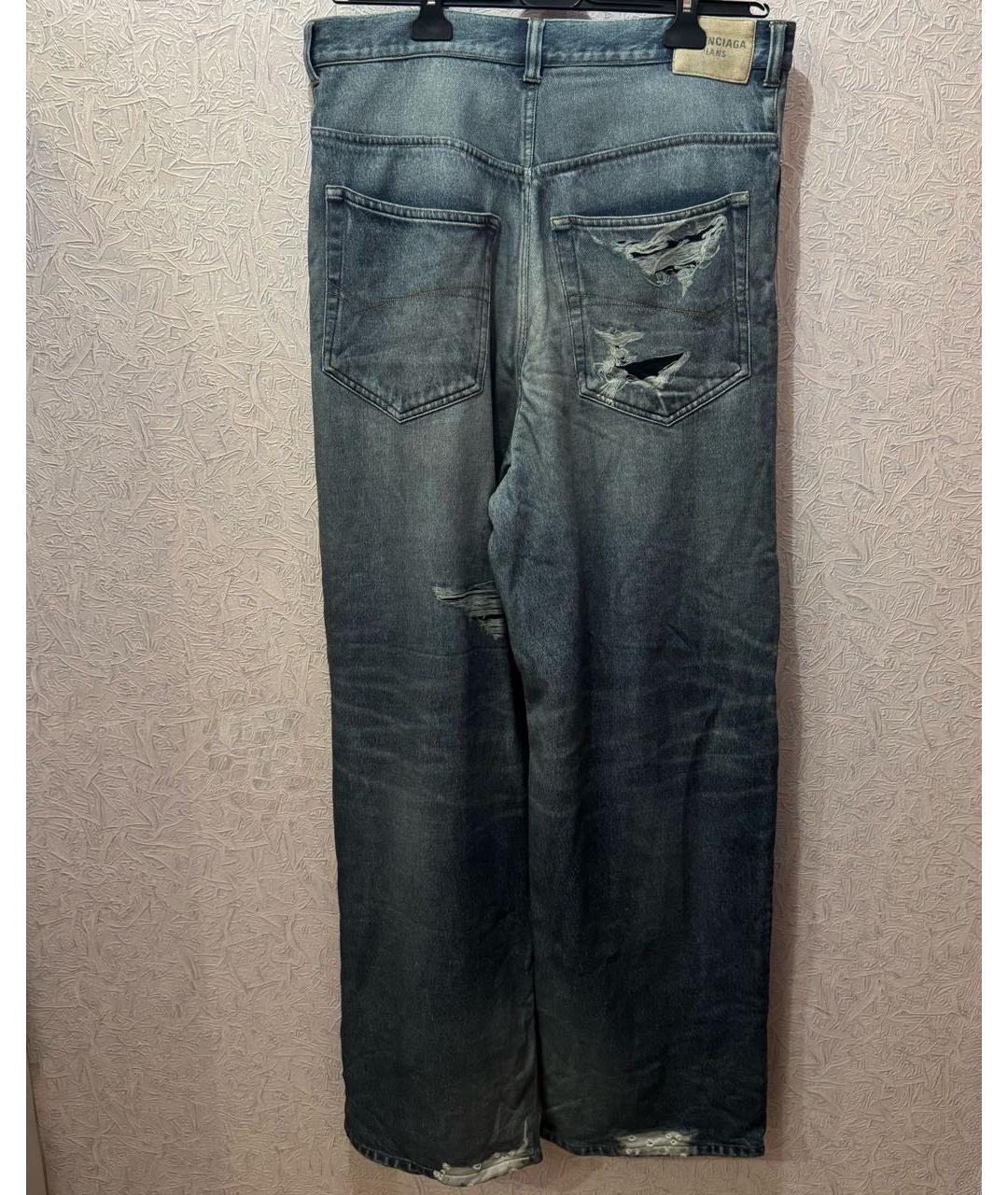 BALENCIAGA Синие хлопковые прямые джинсы, фото 2