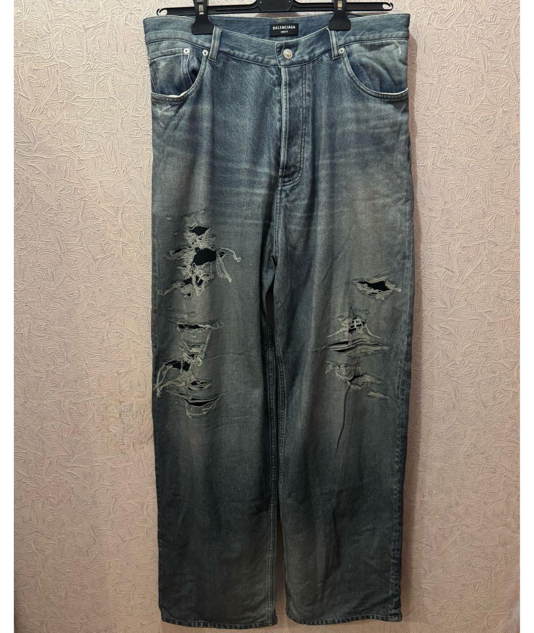 BALENCIAGA Синие хлопковые прямые джинсы, фото 5