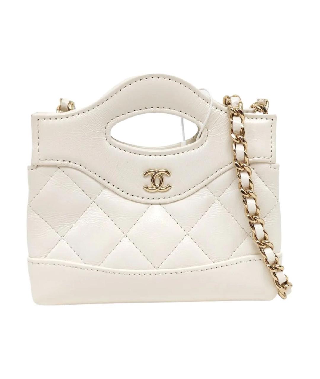 CHANEL Белая кожаная сумка тоут, фото 9