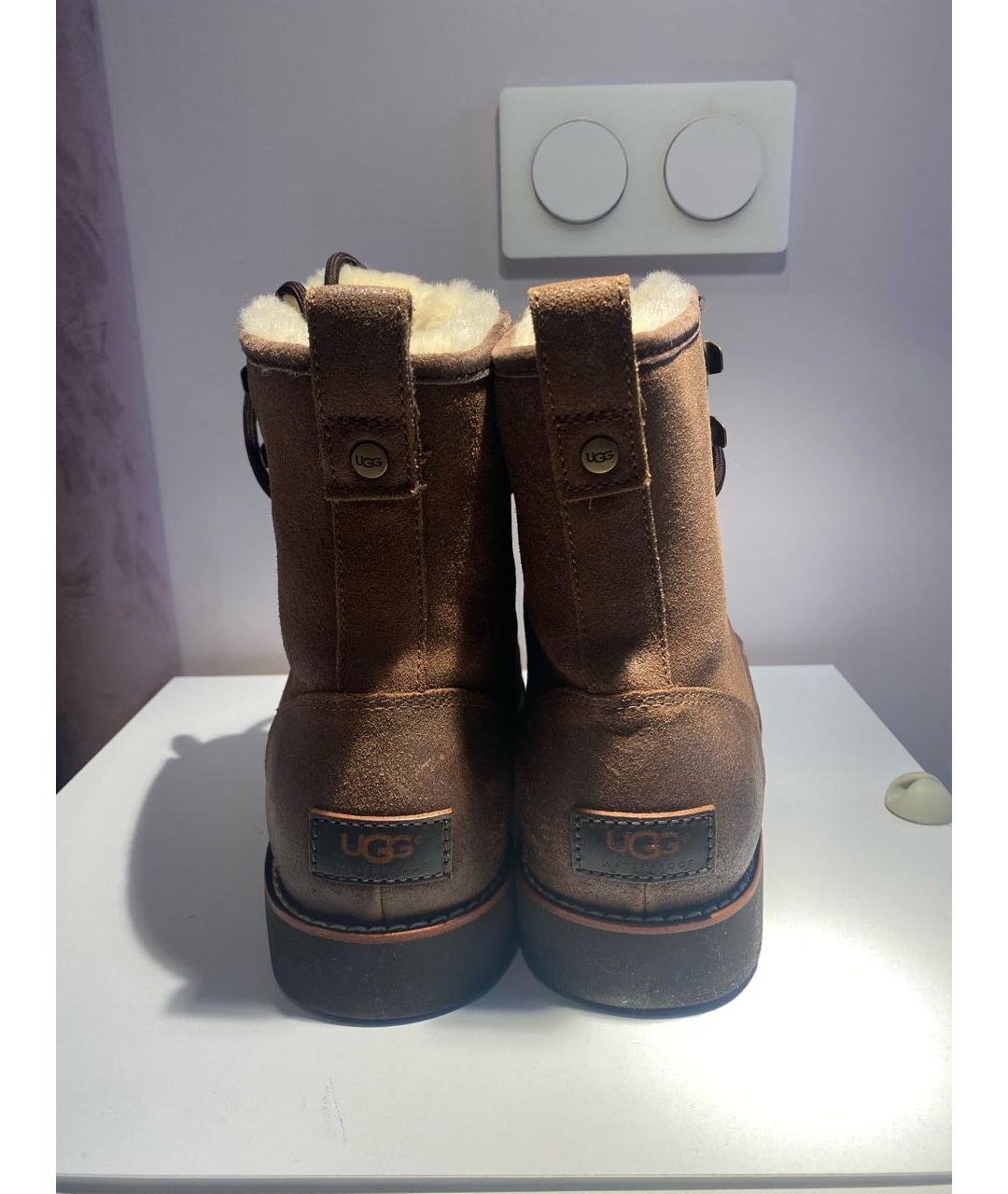 UGG AUSTRALIA Коричневые кожаные высокие ботинки, фото 3