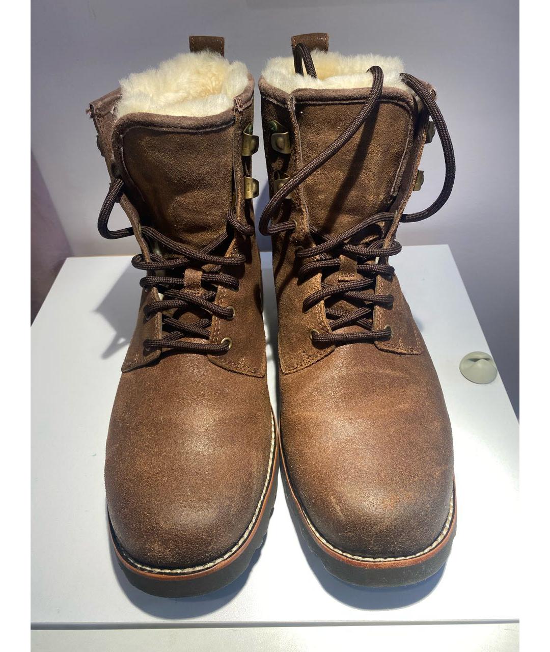 UGG AUSTRALIA Коричневые кожаные высокие ботинки, фото 2