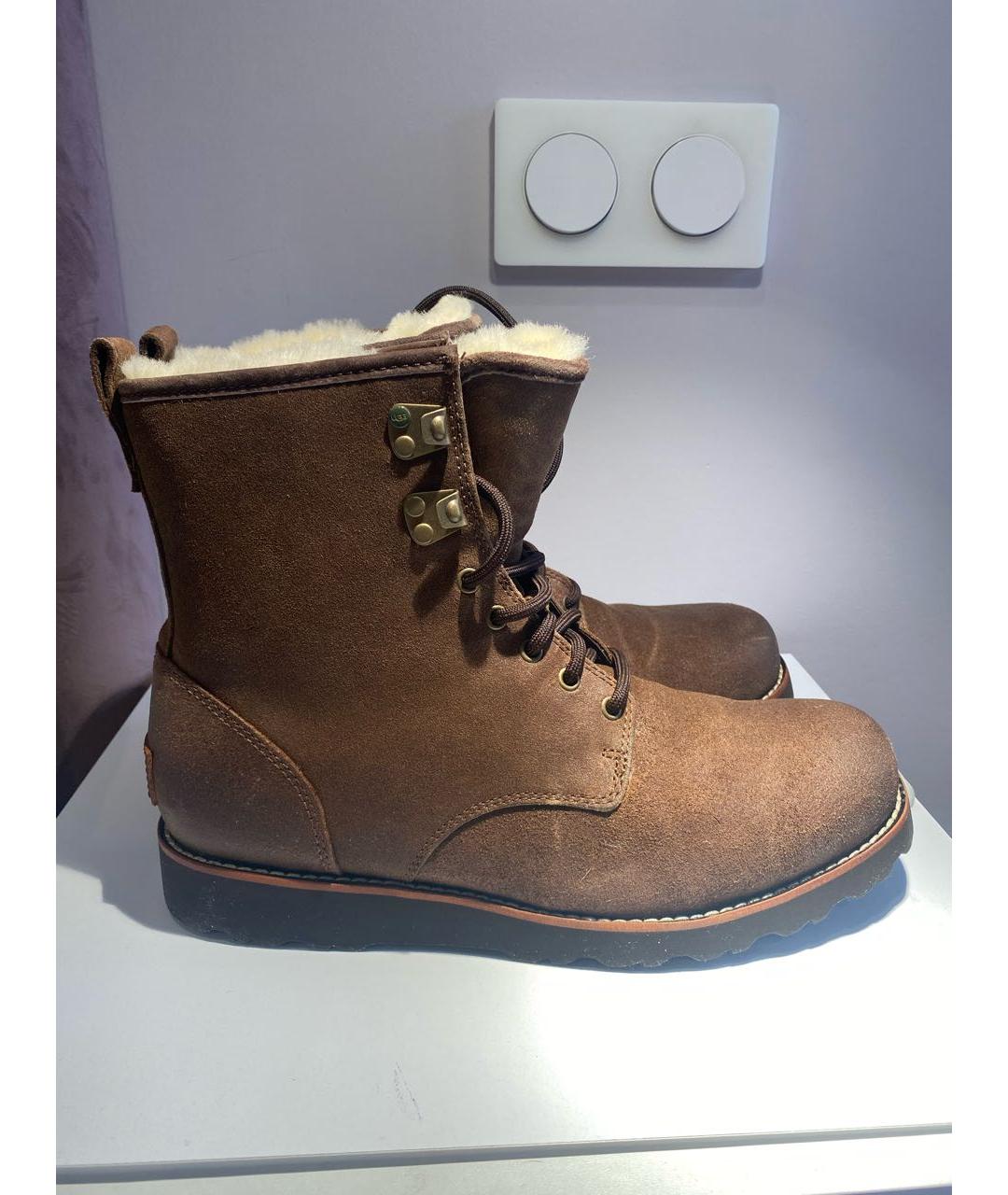 UGG AUSTRALIA Коричневые кожаные высокие ботинки, фото 4