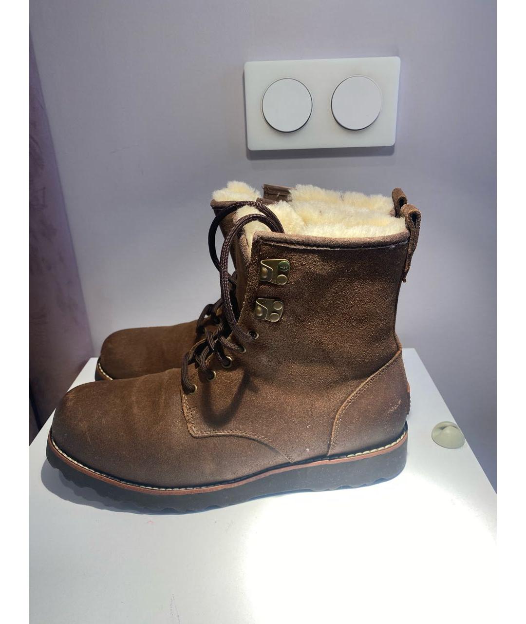 UGG AUSTRALIA Коричневые кожаные высокие ботинки, фото 5