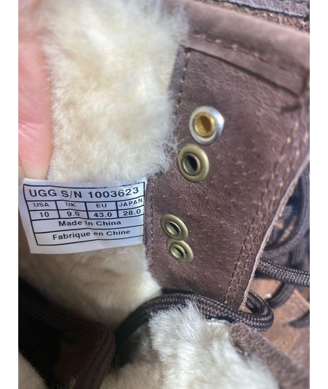 UGG AUSTRALIA Коричневые кожаные высокие ботинки, фото 6