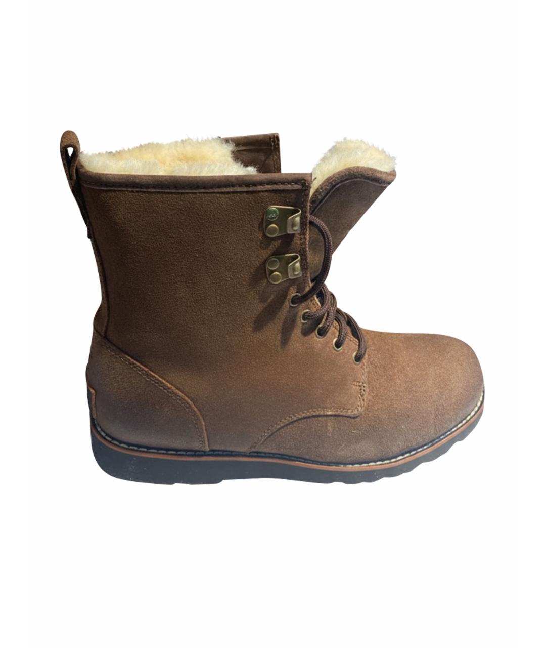 UGG AUSTRALIA Коричневые кожаные высокие ботинки, фото 1