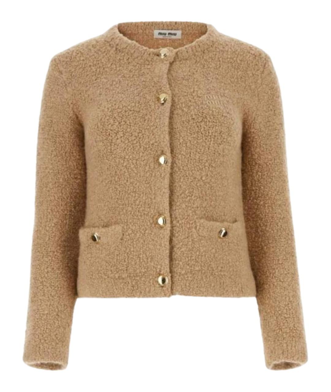 MIU MIU Коричневый кашемировый кардиган, фото 1