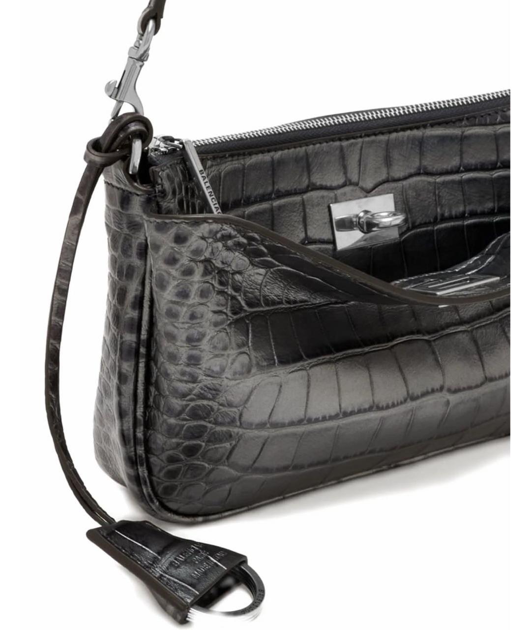 BALENCIAGA Антрацитовая кожаная сумка с короткими ручками, фото 3