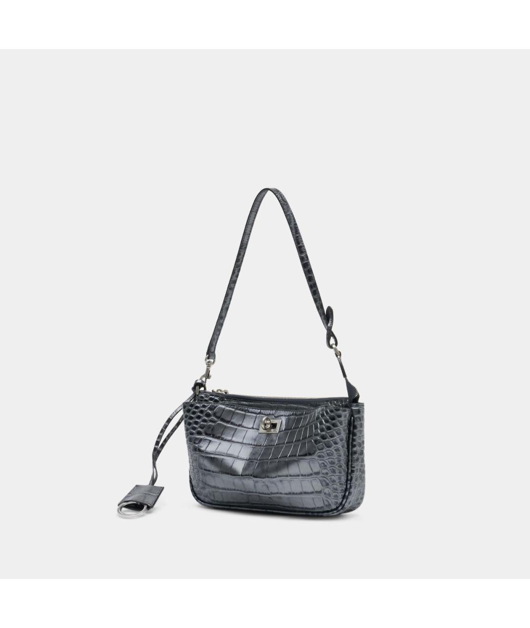 BALENCIAGA Антрацитовая кожаная сумка с короткими ручками, фото 4