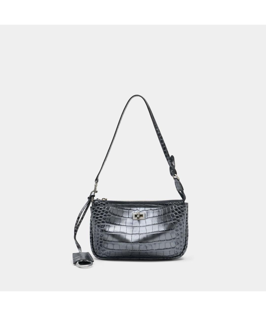 BALENCIAGA Антрацитовая кожаная сумка с короткими ручками, фото 5