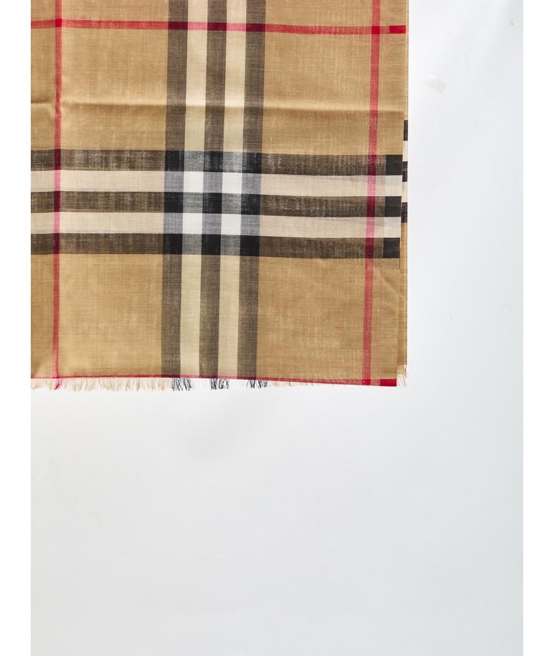 BURBERRY Бежевый шерстяной шарф, фото 2