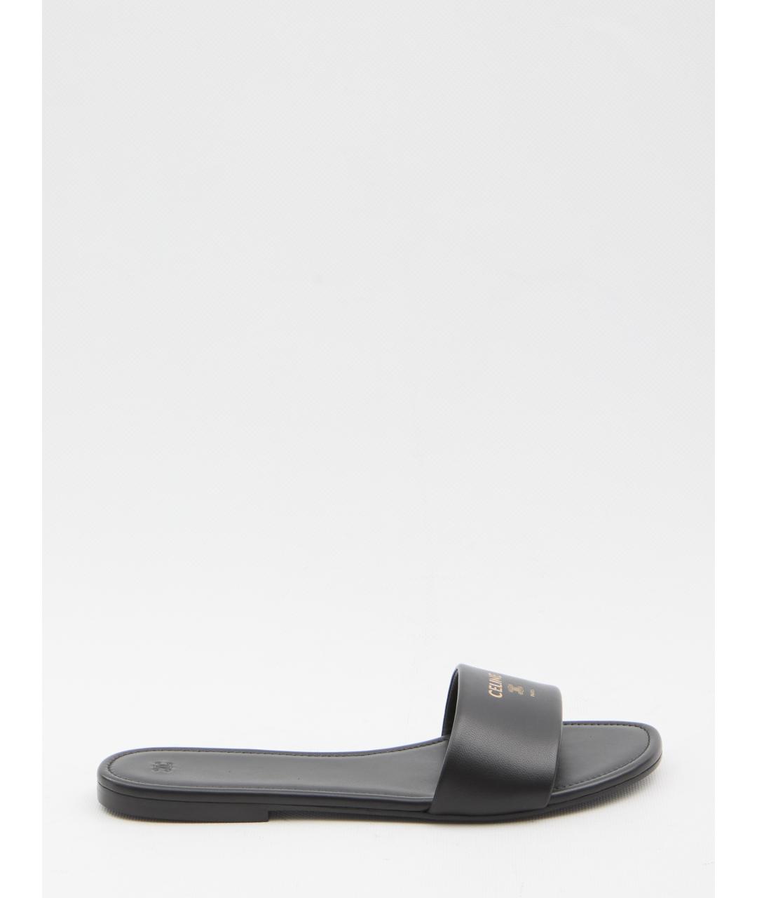 CELINE Черные кожаные шлепанцы, фото 6